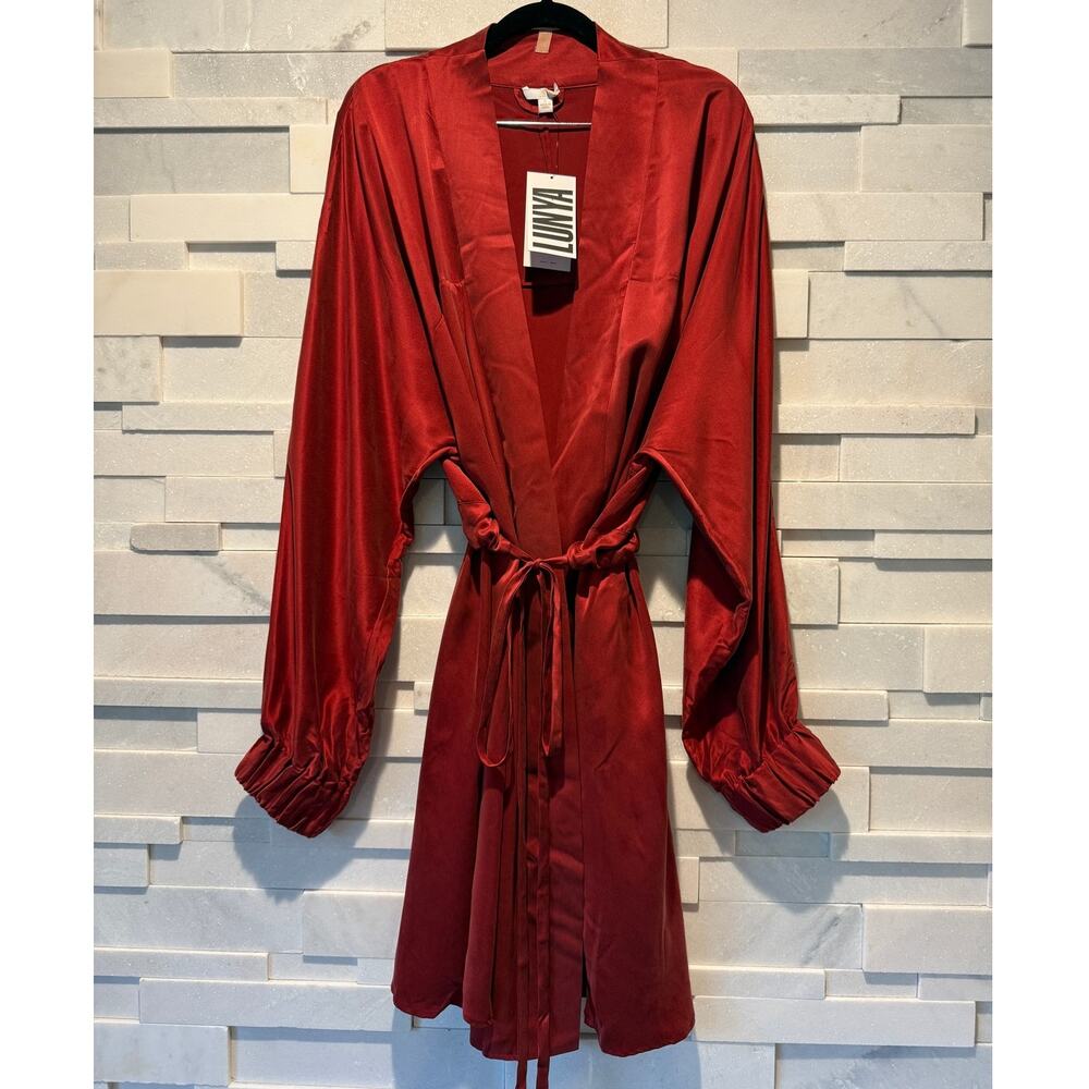 Lunya Deep Red Silk Kimono